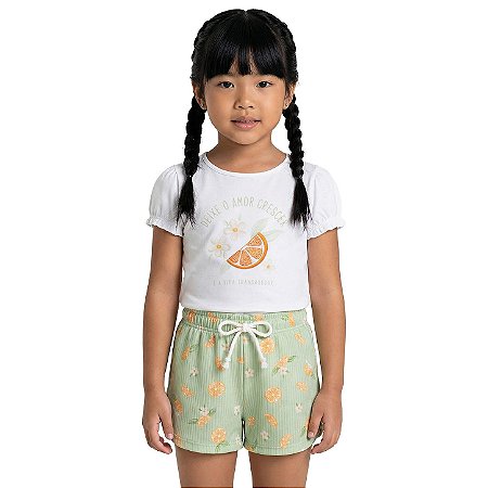 Conjunto Infantil Feminino Shorts Confortável