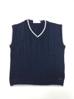 Colete Infantil de Tricot gola v Azul da Noruega