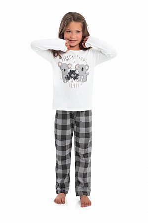 Pijama Infantil Mãe e Filha com Calça Xadrez da Quimby