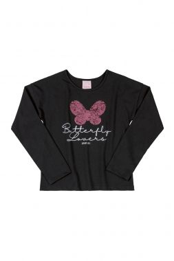 Blusa Infantil Manga Longa de Borboleta da Quimby