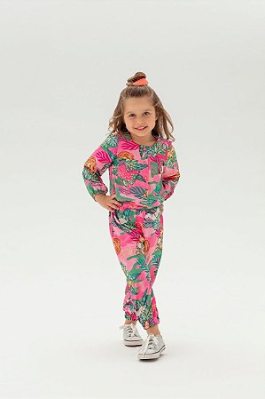 Macacão Infantil Longo Rosa Floresta da Mon Sucré
