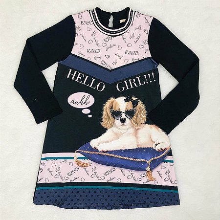 Vestido Infantil de Malha de Cachorrinhos da Petit Cherie