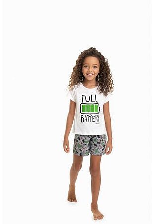 Pijama Mãe e Filha Infantil com Estampa de Bateria Cheia da Quimby