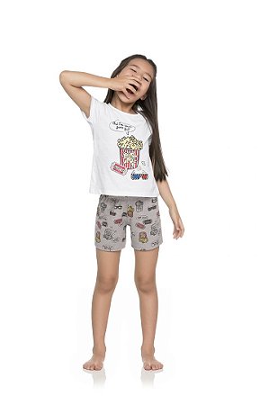 Pijama Infantil Mãe e Filha com Estampa de Pipoca da Quimby