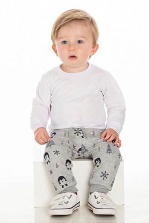 Calça de Bebê de Moletom com Estampa de Neve da Duzizo
