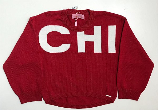 Blusa Infantil Vermelha de Manga Longa em Tricot da Pituchinhus