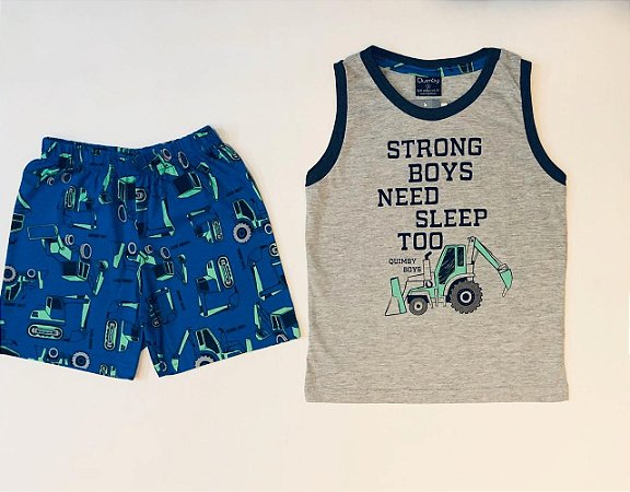Pijama Infantil de Menino com Bermuda de Trator da Quimby