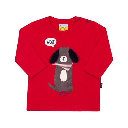 Camiseta Infantil de Manga Longa de Cachorrinhos da Nini & Bambini