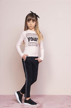 Calça Legging Infantil Canelada Rosa