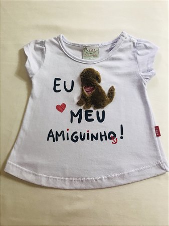 Blusa Infantil Branca de Cachorrinho Amigo da Nini & Bambini