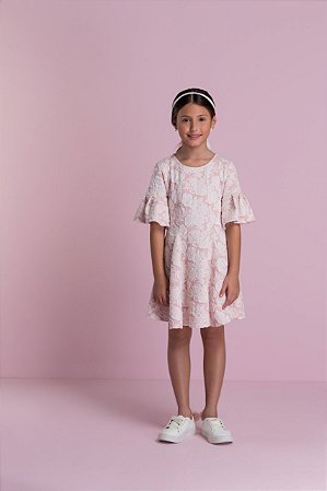 Vestido Infantil de Meia Manga Floral da Petit Cherie
