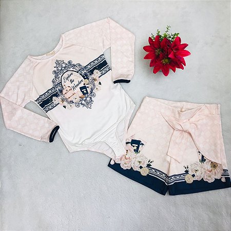 Conjunto Infantil com Body de Lycra com Brilhos da Petit Cherie