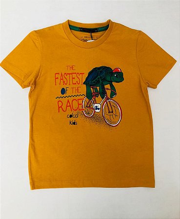 Camiseta Infantil de Manga Curta Laranja Estampada da Colcci