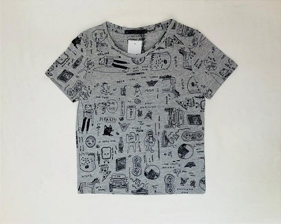 Camiseta Infantil Cinza Estampada de Manga Curta da Colcci
