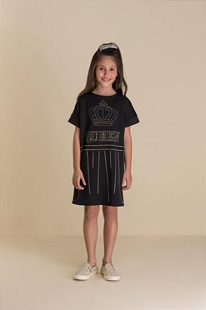 Vestido Infantil Preto da Petit Cherie Queen Manga Curta