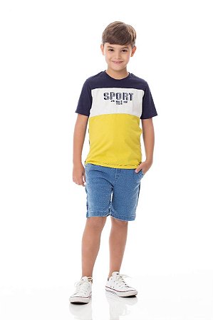 Camiseta Infantil Manga Curta Cores Diferentes da Um Mais Um