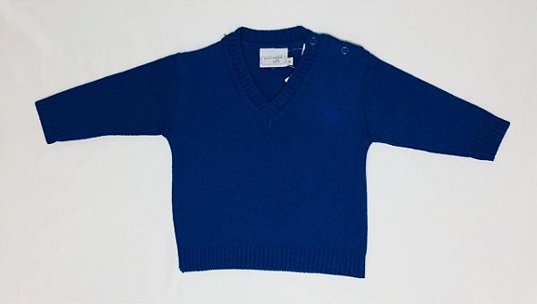 Blusa em Tricot Bebê Cores Diferentes Gola V da Malharia Noruega