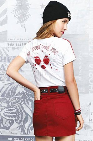 Blusa Juvenil Off White Manga Curta Malha Estampada da Authoria