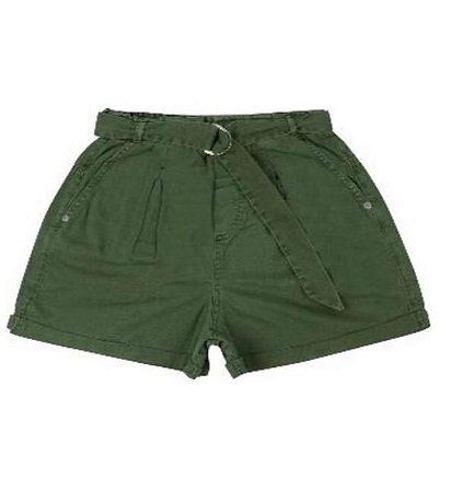 Shorts Infantil Juvenil Sarja Verde Militar Cinto da Authoria
