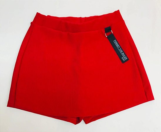 Short Saia Infantil Vermelho em Malha Canelada da Authoria