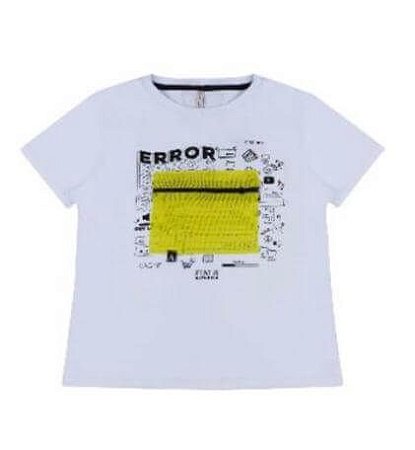 Blusa Juvenil Branca Manga Curta detalhe em Tela da Authoria