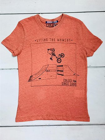 Camiseta Infantil Juvenil Laranja Manga Curta Skate da Colcci