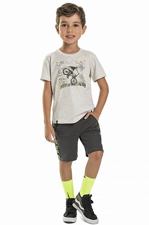 Conjunto Infantil com Bermuda Chumbo de Moletom da Quimby