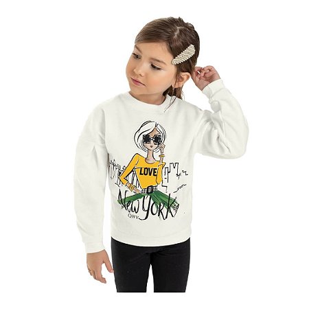 Blusa Infantil de Moletom Felpado Branco da Quimby