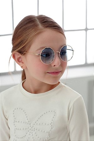 Óculos Infantil Lentes Redondas Toda Trabalhada Azul Claro da Petit Cherie  - Tipinhos Moda Infantil e Juvenil