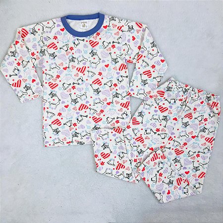 Pijama Infantil Menina de Frio em Flanela Estampas Diferentes