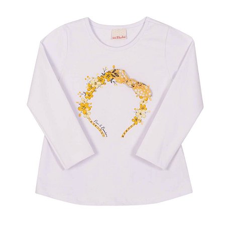 Blusa Infantil Manga Longa Estampa de Tiara da Nini & Bambini