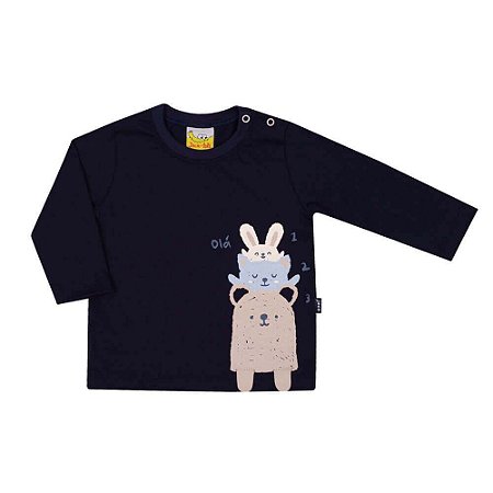 Camiseta de Bebê e Infantil Manga Longa Bichos Nini & Bambini