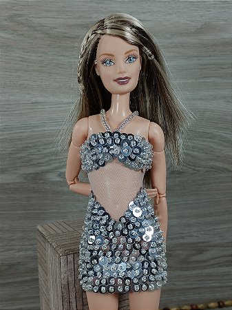 Vestido paetê prata