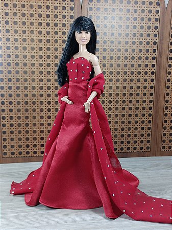 Vestido com echarpe - Barbie