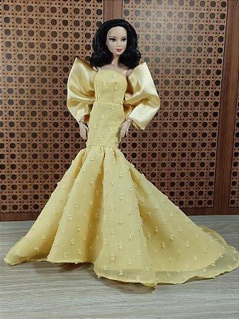 Vestido amarelo poá - Barbie