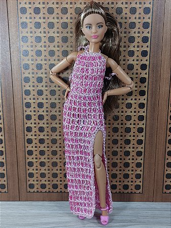 Vestido crochê com pedrarias rosa - Petite