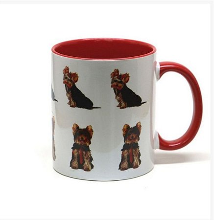 Caneca de cerâmica Yorkshire Terrier fundo vermelho 325ml - mod 03