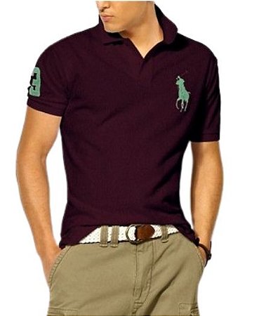 camisa polo masculina ralph lauren vinho - www.lookeshop.com