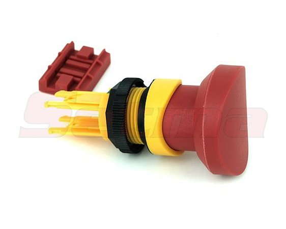 Botão de emergência com trava