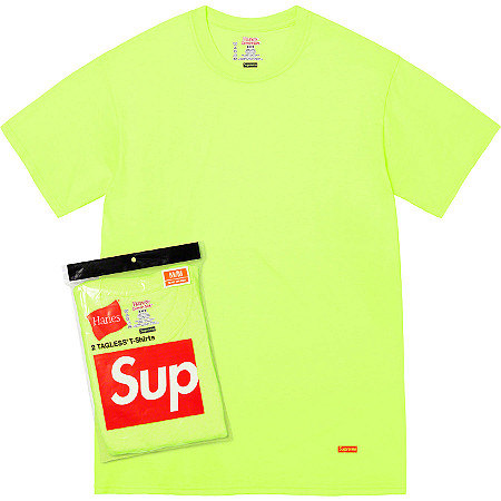 SUPREME x HANES - Camiseta " Fluorescent Yellow " (UNIDADE)
