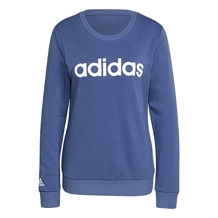 Blusão Adidas Logo Linear Azul Feminino