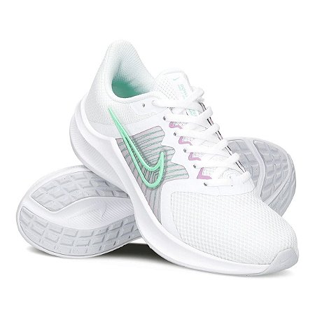 Tenis Nike Downshifter 11 Branco/Verde Feminino