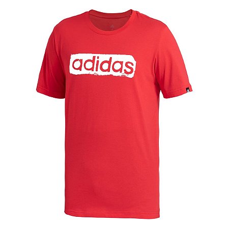 Camiseta Adidas Estampada Linear Vermelho Masculino