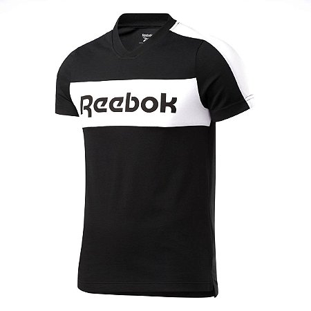Camiseta Reebok Te Ll Ss Graphic Preto/Branco Masculino