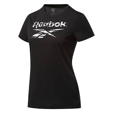 Camiseta Reebok Te Graphic Stack Logo Preto Feminino