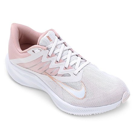 Tenis Nike Quest 3 Branco/Rosa Feminino