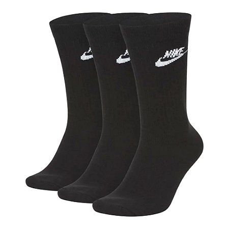 Kit 3 Meias Nike Cano Alto Everyday Crew Preto 39-43