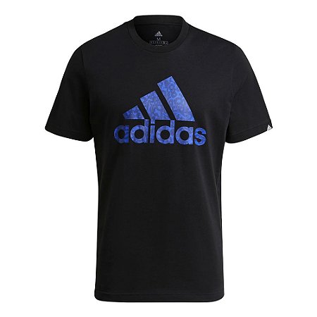 Camiseta Adidas Sereno Print Preto/Azul Masculino