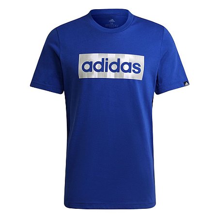 Camiseta Adidas Linear Color Box Azul/Branco Masculino