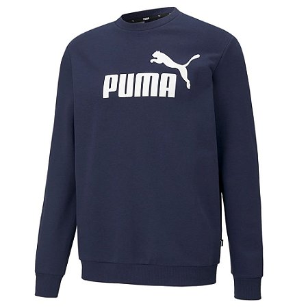 Moletom Puma Big Logo Crew Tr Azul Marinho Masculino